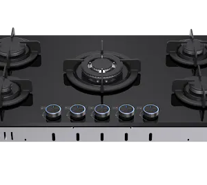 VON VHB90535WFCK Built In Hob, 5 Gas With WOK, 90CM Black Glass