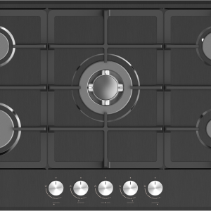 Hisense HGH951BS01 Built In Hob 5 Gas, 90CM - Black, Stainless Steel