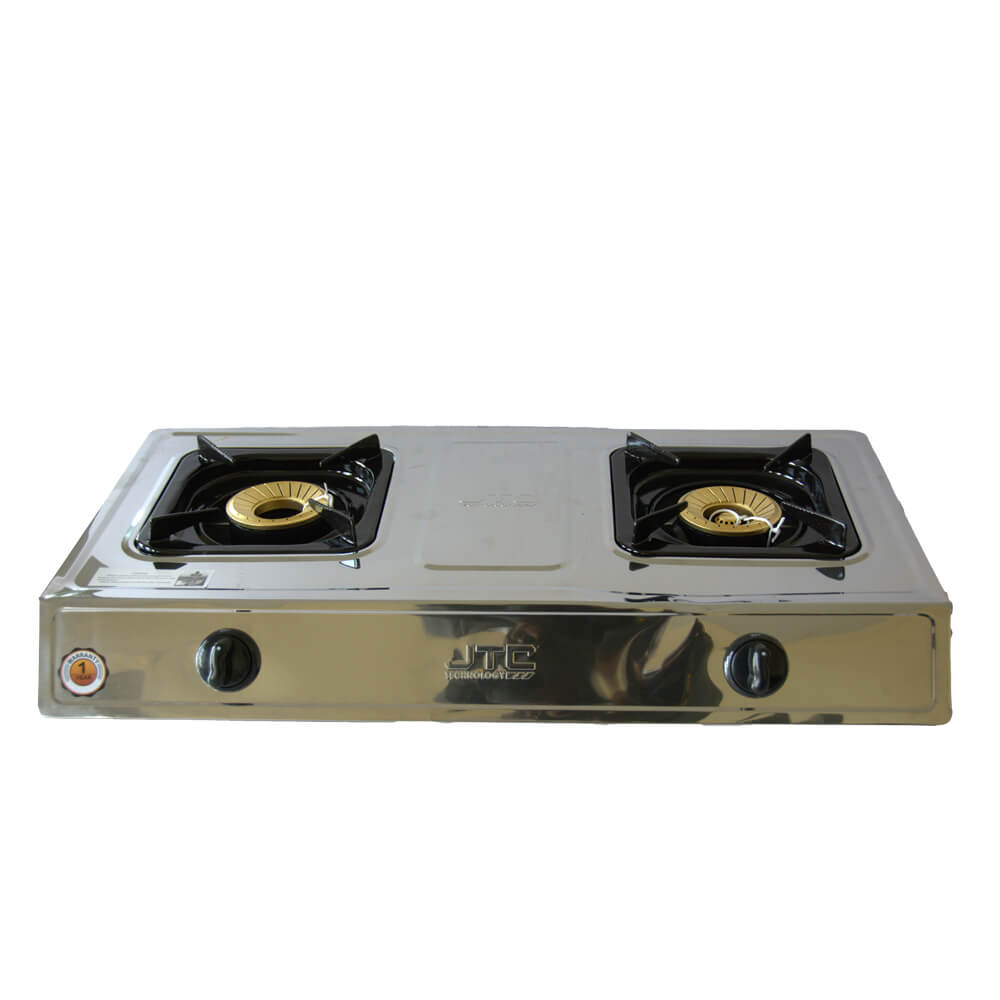JTC 2 Gas Burner Stove Stainless Steel Table Top (GSSP-2GB013) – Silver