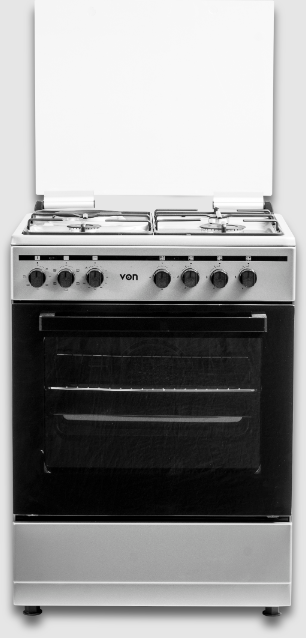 Von Cooker 3 Gas + 1 Electric – Thick Enamel Inox Grey (VCF653151FSY)