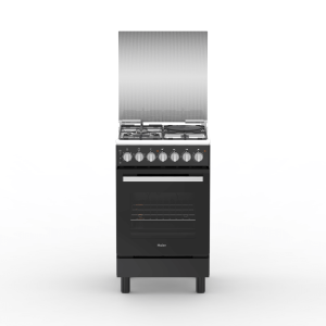 Haier 50x60cm Gas Cooker with Electric Oven – 3 Gas + 1 Electric Plate, Matte Black HRE5313CDTMB
