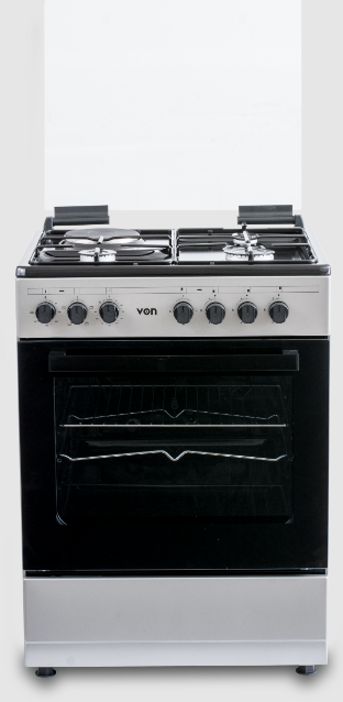 Von Cooker 3 Gas + 1 Electric – Enamel Black Inox Grey (VCF653131NSY)