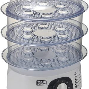BLACK+DECKER HS6000-B5 Food Steamer 3 Tier, 10L - White
