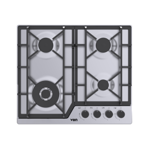 VON VHB58435WFCX Built In Hob, 4Gas With WOK, 60CM - Stainless Steel