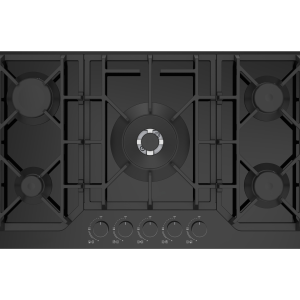 VON VHB86535WFCK Built In Hob, 5 Gas With WOK, 90CM Black Glass
