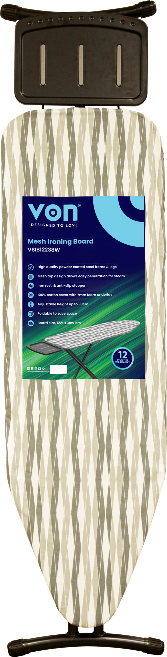 Von Ironing Board -122 x 38 cm (VSIB12238W)