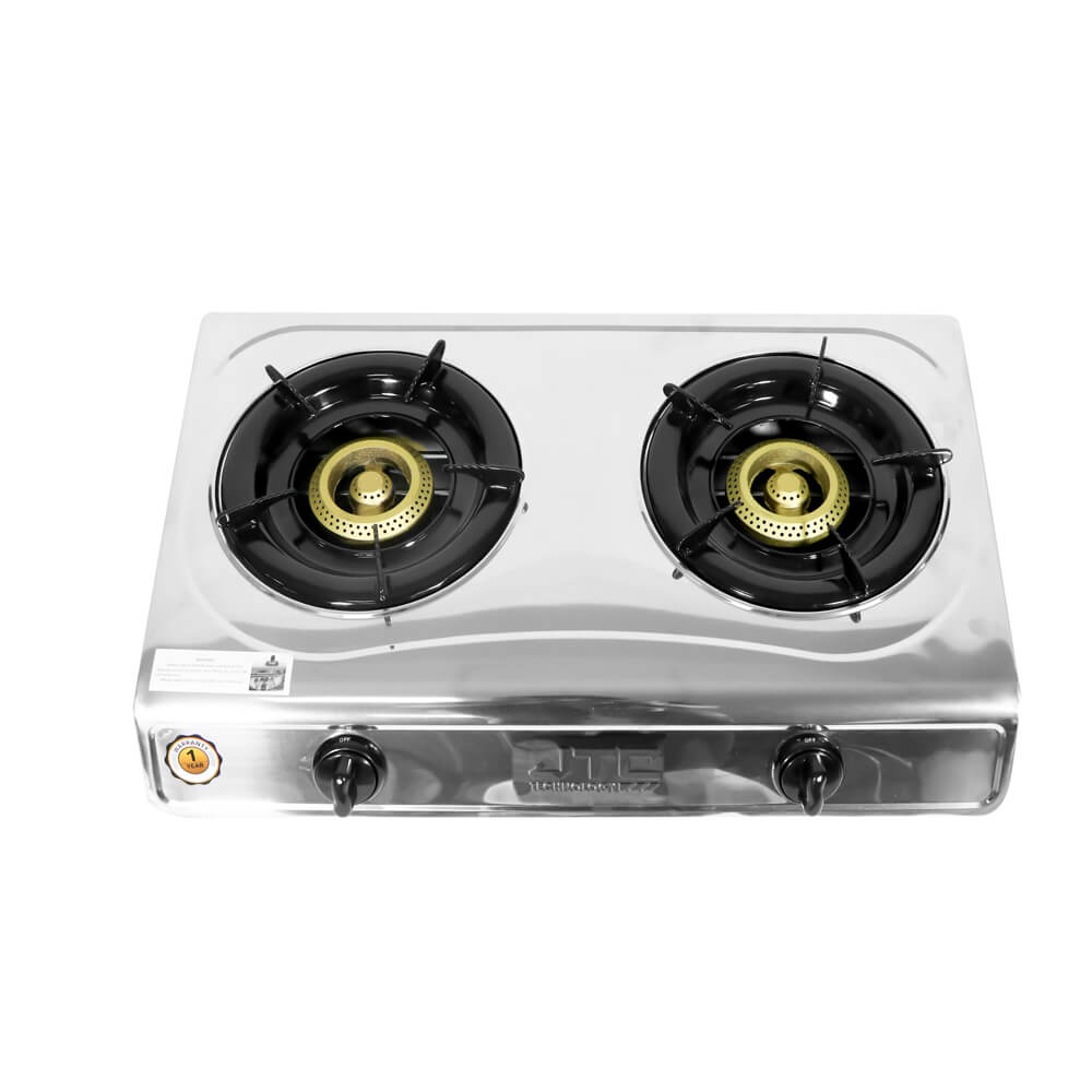 JTC 2 Gas Burner Stove Stainless Steel Table Top (GSSP-2GB072) – Silver