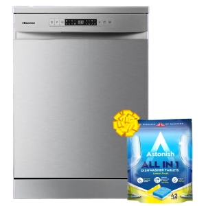 Hisense H13DX Dishwasher 13 Place Setting - Silver + Get Free Astonish All in One Dishwasher Tablets - 42 Tablets