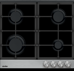 Simfer H6403AGSSP 4 Gas Hob, Stainless Steel - 60CM