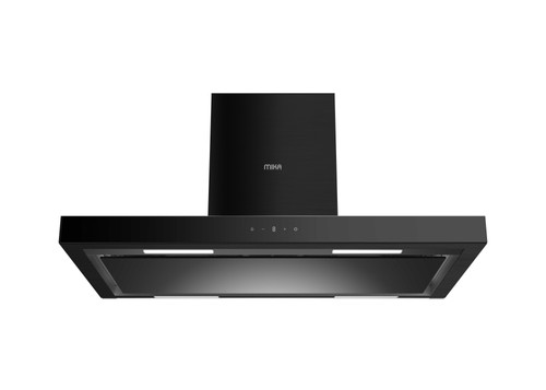 MIKA Kitchen Island Hood T-Type, 90cm, 800 m³/h, Touch Control, Black Glass