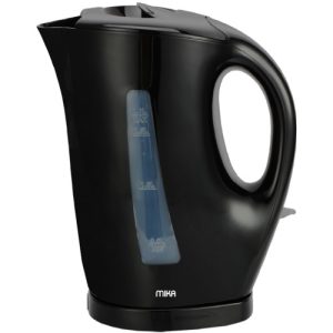 MIKA Kettle, 1.7L, Plastic, Cordless, Open Element, Black