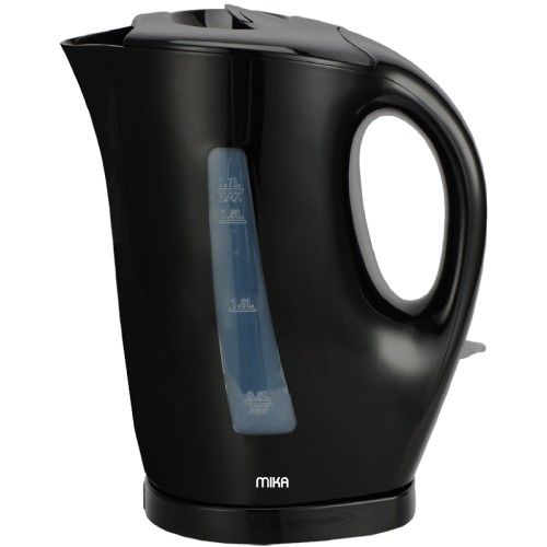 MIKA Kettle, 1.7L, Plastic, Cordless, Open Element, Black