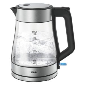 MIKA Kettle, 1.7L, Glass, 360º Cordless, Concealed Element, Glass with S.S. Trim