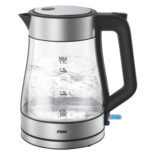 MIKA Kettle, 1.7L, Glass, 360º Cordless, Concealed Element, Glass with S.S. Trim