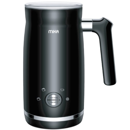 MIKA Milk Frother & Warmer, 360º Cordless, Black with SS Trim