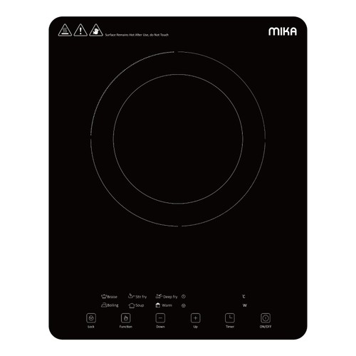 MIKA Portable Induction Cooker, Single Cooking Zone, Black Glass