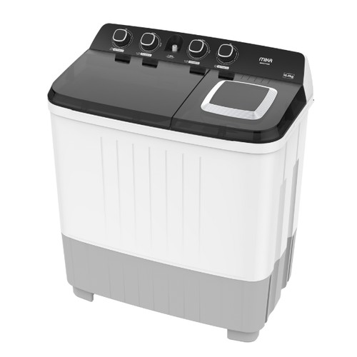 MIKA Washing Machine, 10kg, Semi Auto Twin Tub, White & Grey