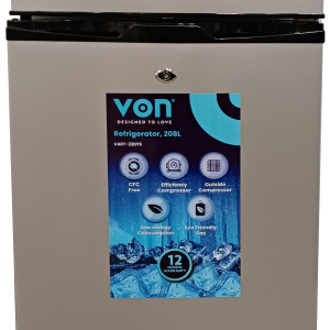 VON VART-22DYS Double Door Fridge 208L – Silver
