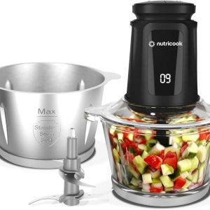 Nutricook NC-CH2000 Chopper+ 2L Glass & Stainless steel Bowl, 500W - Black