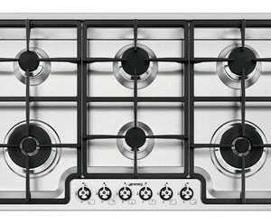 SMEG PGF962 6 Gas Built In HOB, 2 Dual WOKS Stainless Steel - 90CM