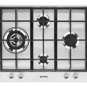 SMEG PX164L 4 Gas Built In HOB WOK, Cast Iron, Stainless Steel - 60CM
