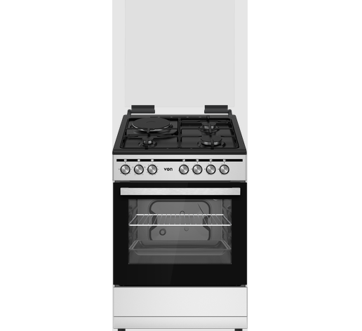 Von Cooker 3 Gas + 1 Electric – Thick Enamel Inox Grey (VCF663155NSY)