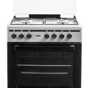 VON Cooker 4 Gas + Electric oven -Thick Enamel Inox Grey(VCF664041FSY)
