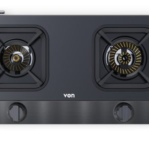 VON VCT-222SBCK Cooker 2 Gas Swirl Fire Dual Burner