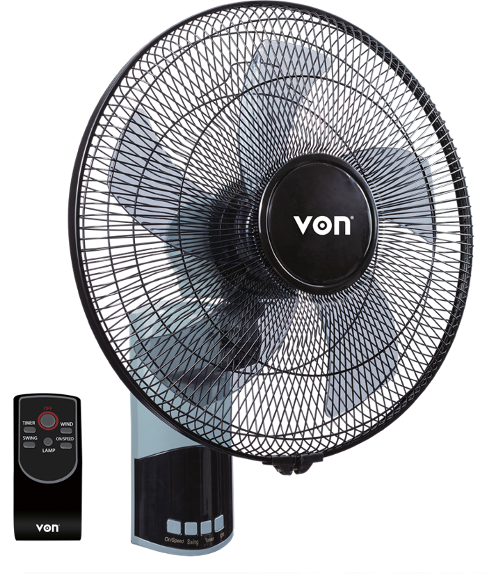 Von VFW-6605-DJK 16in Wall Fan, 60W – Black