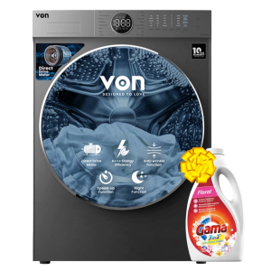 VON VWM-10FDDTX Front Load - 10KG + Get Free Gama Laundry Liquid Flora 3L - 66 Washes