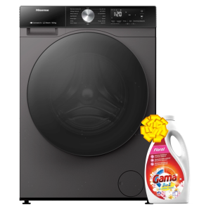 Hisense WF3S1243BT Front Load Washing Machine, 12KG - Silver + Get Free Gama Laundry Liquid Flora 3L - 66 Washes