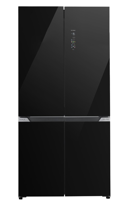 MIKA Fridge, 4 Door Bottom Mount Freezer, PERFECT SLOT-IN, No Frost, 503L, INVERTER Compressor, Black Glass
