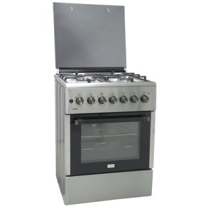 MIKA (MST624HI/TS6W) 60cm X 60cm, 4 Gas with WOK Burner STANDING COOKERS Half Inox