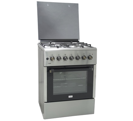 MIKA (MST624HI/TS6W) 60cm X 60cm, 4 Gas with WOK Burner STANDING COOKERS Half Inox