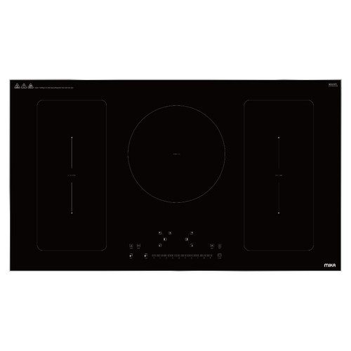 MIKA Built-In Induction Hob, 90cm, 5 Cooking Zones, Black Glass