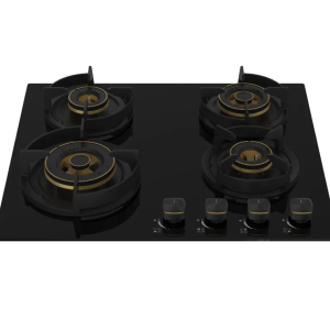 VON VHB60470WFCK Built In Hob, 4Gas With 2 WOK, 60M Black Glass