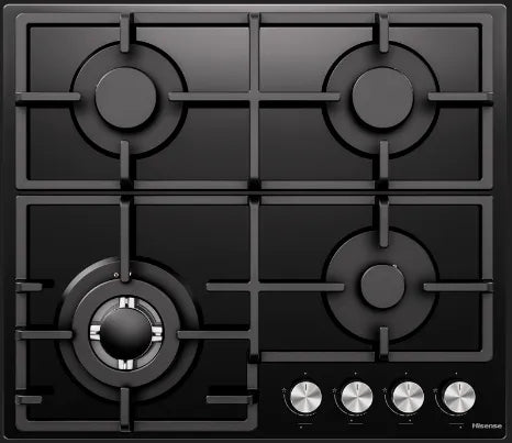 Hisense HHU60GAGB Built In Hob 4 Gas, 60CM - Black Glass